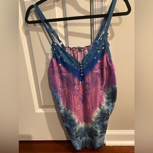 Emote Colorful Tie-Dye Sleeveless Women’s Top Sz M